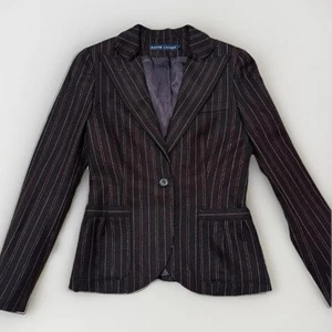 Ralph Lauren Brown Striped Peak Lapel Blazer, Size S,Wool Cashmere,Made In Japan - Picture 1 of 9