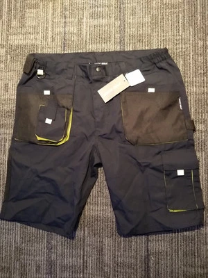 Reflective Stripes Cargo Pocket Uniform Work Shorts Men's XL Navy Blue/ Neon NEW - Image 1 of 4