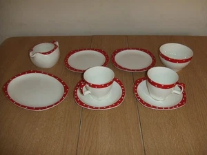 STYLECRAFT BY MIDWINTER RED DOMINO VINTAGE 1950'S JESSICA TAIT TEA SET - Picture 1 of 9