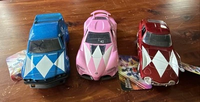 Jada Power Rangers Diecast 1/32 Scale 3 Car Lot Blue, Red and Pink New With Tags - Image 1 of 4