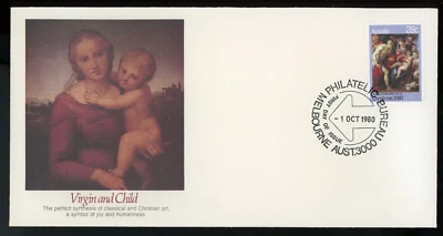 AUSTRALIA 1980 FIRST DAY COVER, CHRISTMAS, VIRGIN AND CHILD  !! N34 - Image 1 of 2