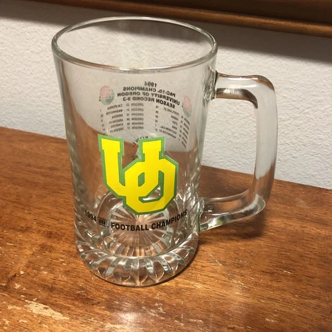 Vintage OREGON DUCKS 1994 ROSE BOWL CHAMPIONS Stein Glass Mug Rare OOAK NCAA Cover
