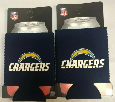 Los Angeles Chargers Name & Logo NFL Collapsible Can Cooler SET OF 2 Cover