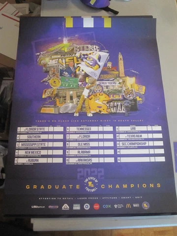 2022 LSU FOOTBALL SCHEDULE POSTER AND POCKET SCHEDULE 24x18 JAYDEN DANIELS 💲🔥 Cover