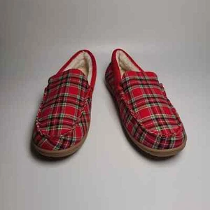 Land's End Men's Plaid Furry Moccasin Slippers, Size 9 - Picture 1 of 4