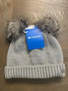NEW Columbia Youth Snow Problem II Beanie One Size Columbia Grey Double Pom - Picture 1 of 6