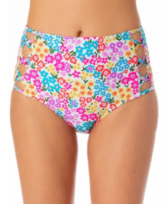 California Waves Juniors' High-Rise Bikini Bottoms (White Multi, M) - Image 1 of 2