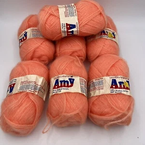 Lot 7 Skeins Columbia Minerva Amy Brushed Acrylic Coral Orange Yarn 1oz Ea. - Picture 1 of 6