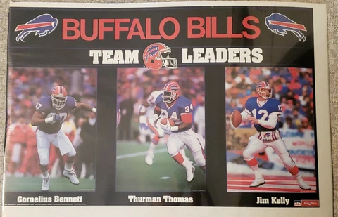 1992 Original Authentic NFL BUFFALO BILLS TEAM LEADERS Poster  Starline Cover