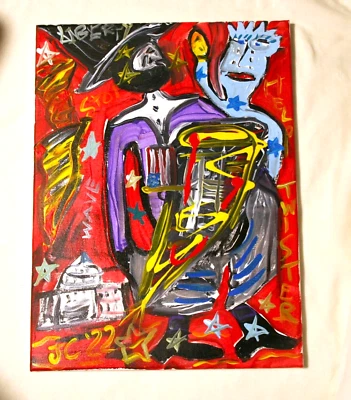 PICASSO ESQUE LINCOLN LIBERTY ABSTRACTO Jr CHARLIE FAST OUTSIDER ARTE POLÍTICO EE. UU. Foto 1 de 4