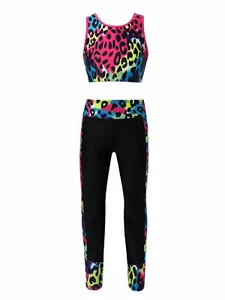 Girls Dance Sports Gymnastics Outfit Tank Top with Leggings Sportswear Tracksuit - Picture 1 of 150