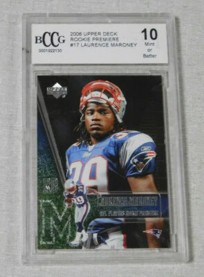 2006 Upper Deck Laurence Maroney Rookie #17 football card Beckett BCCG grade 10 - Image 1 of 2