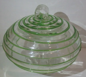 Light Green Horizontal Spiral Ribbed Glass Top for Hanging Hummingbird Feeder - Picture 1 of 13