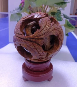 Nice Globe Sphere Four Layer Ball Lucky Geomancy Feng Shui Display Vintage Jade - Picture 1 of 14