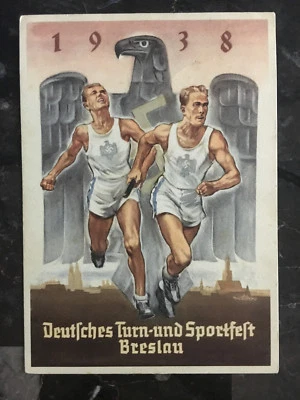 1936 Breslau Germany Sports Picture Postcard Cover Track and Field - Image 1 of 2