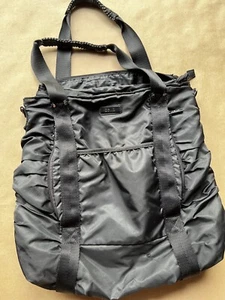 Large Zella Ruched Black Nylon Large Tote Gym Yoga Bag Missing Strap - Picture 1 of 9