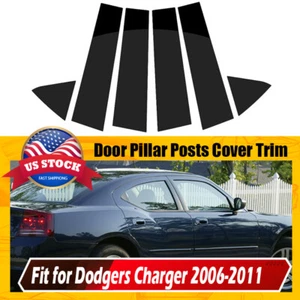 6 piezas para Dodge Charger 2006-2010 pilar negro brillante postes puerta ventana cubierta de borde - Imagen 1 de 8