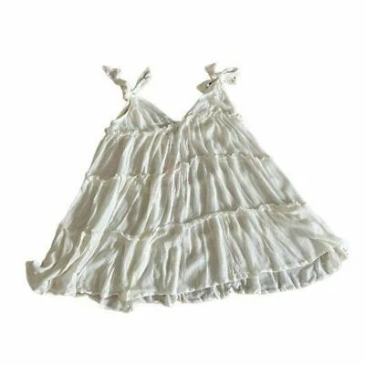 Vestido para mujer Missguided blanco de tela de queso con panel de hombro cubierta de playa Foto 1 de 4