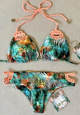 Luli Fama Miami Nice Slide Triangle Top (XL) & Bottom (M), Crochet Details - Image 1 of 4