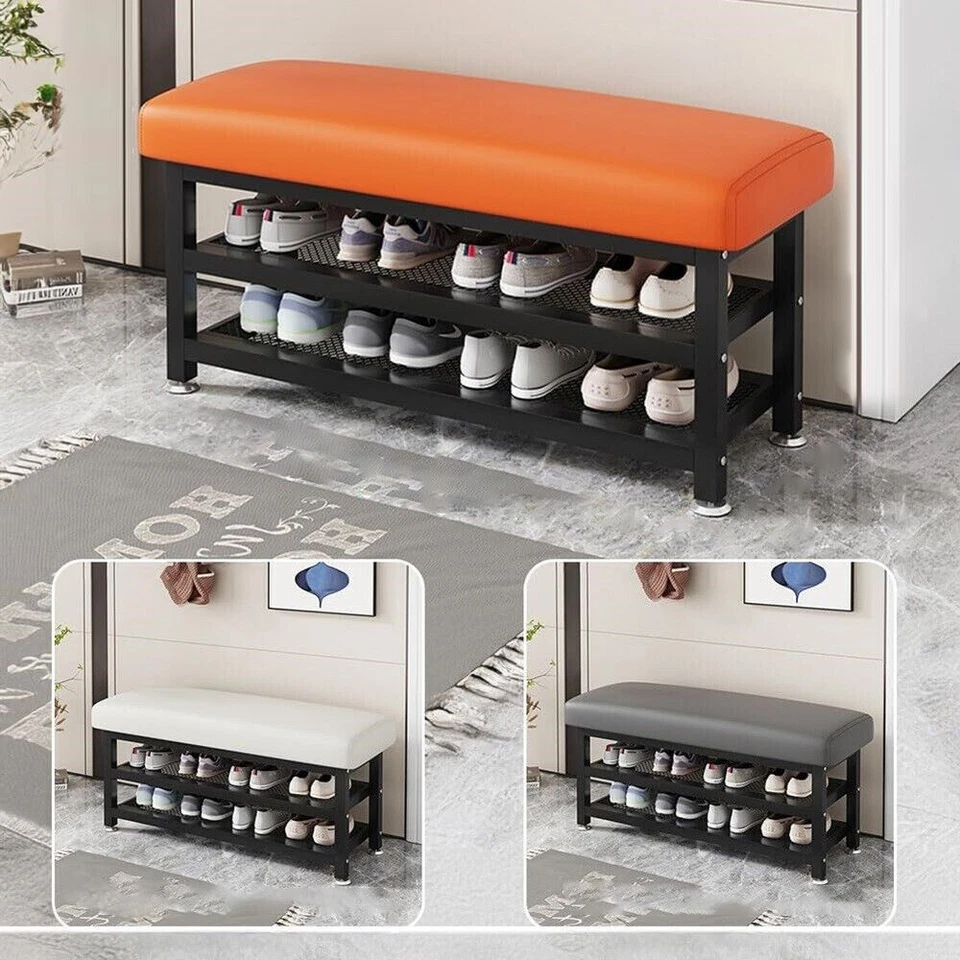 23.6 - 47.2in 2-Tier Shoe Rack Shoe Organizer Storage Bench Shoe Shelf with Seat - Image 1 of 4
