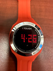 Męski cyfrowy zegarek z ekranem dotykowym I Touch z czerwonym gumowym paskiem