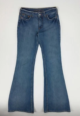 Pure Color Size 27 Embellished Button Pockets Distressed Denim Blue Jeans 30x34 - Image 1 of 4