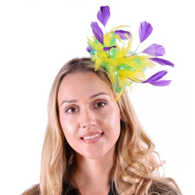 Mardi Gras перо Fascinator - свет вверх - костюм аксессуар - один размер - Изображение 1 из 3