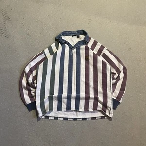 Vintage 90s Structure Activewear Striped Rugby Shirt - Size L - Picture 1 of 5