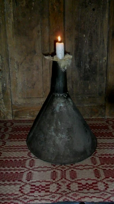 Primitive Early Lighting, Aged Wax Candle, Large Old Funnel - Image 1 of 4