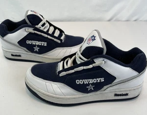 Reebok Cowboys NFL Men Boys Size 4.5 Sneakers White Blue Excellent Condition - Picture 1 of 10