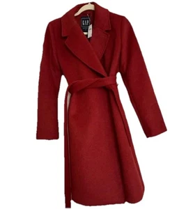 Gap Maternity Red Wool Belted Wrap Coat #620099 NWT! XS Xtra-Small - Picture 1 of 2
