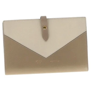 Celine Bi-Fold Wallet In Leather Women Beige One Size - Picture 1 of 12