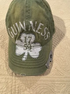 Guinness Green Hat OSFA Adjustable Cap W/Brim Bottle Opener - Added Rhinestones - Picture 1 of 11