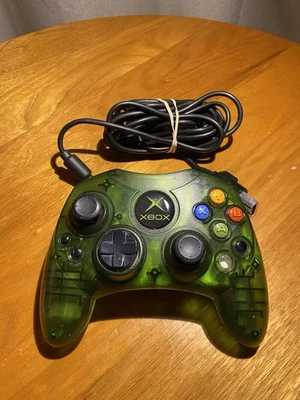 Original Xbox S-Type Controller Wired Translucent Halo Green - Image 1 of 4