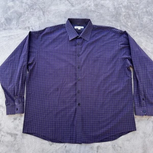 Pronto Uomo Shirt Mens 2XL Purple Check Plaid Long Sleeve Button Front Cotton - Picture 1 of 11