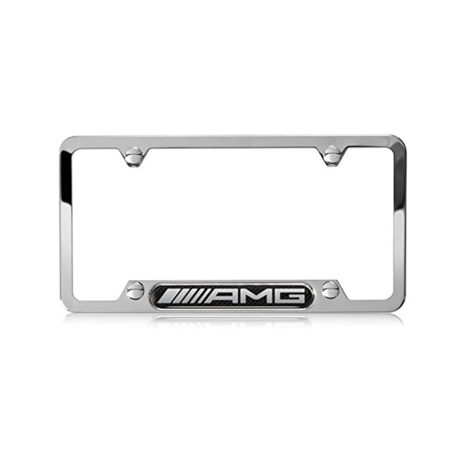 High,Quality License Plate Frame, Polished Stainless Steel, Carbon Fiber Look - Image 1 of 2