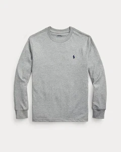 Polo Ralph Lauren Shirt Boys 5 Gray Long Sleeve Crewneck Pony Logo Cotton Basic - Picture 1 of 5