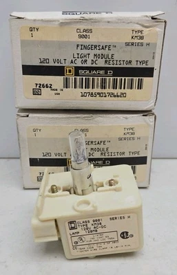 2 Pack Square D 9001-KM38 Light Module Fingersafe 120 Vac/Vdc Series H New  - Image 1 of 4