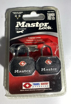 Master Lock 4681TBLK Keyed Luggage Locks 3/32'' Dia 1-1/4'' W Shackle Steel Body - Image 1 of 2
