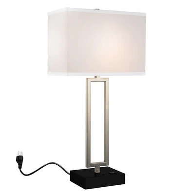 Satin Nickel One Light Table Lamp from the Torren Collection - Image 1 of 4