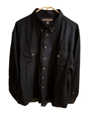 Croft & Barrow Men's Button-Down Dark Denim  Shirt XL Long Sleeve With 2 Pockets - Image 1 of 3