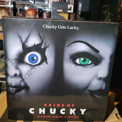 NECA ULTIMATE CHUCKY & TIFFANY 7” SCALE ACTION FIGURE 2 PACK SET BRIDE OF CHUCKY - Image 1 of 4