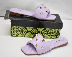 Cape Robbin Doha Lilac Elegant Flats Sandals w/ Gold Studs Slip On Womens 10 US - Picture 1 of 13