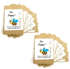 UK Wild Flower Throw & Grow Seeds Mix Bee Happy Kids Party Bags Favours 20x2.5g - Picture 1 of 6