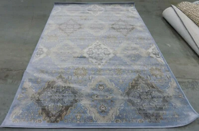 LIGHT BLUE / IVORY 5'-1" X 7'-7" Damage Binding Rug Reduced Price VTG572L-5 - Imagem 1 de 3