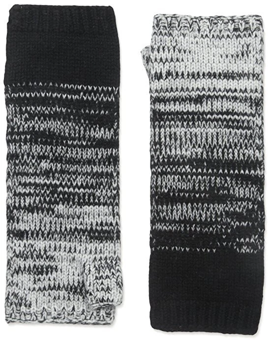 NUEVO NUEVO EN PAQUETE Guantes sin dedos Sofia Cashmere negros jaspeados tejidos ombre 100 % cachemir Foto 1 de 1