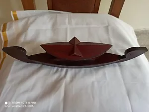 BOAT MODEL ASSEMBLED HAND CRAFTED &PAINTED DECORATION KERLA GIFT INDIA - Picture 1 of 4