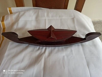 BOAT MODEL ASSEMBLED HAND CRAFTED &PAINTED DECORATION KERLA GIFT INDIA - Image 1 of 4