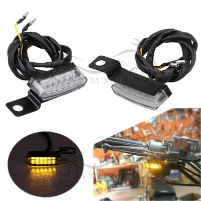 Pair Black Mini LED Turn Signals Blinkers Light For Harley Dyna Aprilia Mana 850 - Изображение 1 из 4