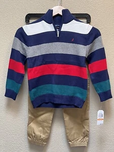 Nautica Boy Multicolored Sweater and Pants Set Boy Size 7-NWT - Picture 1 of 7